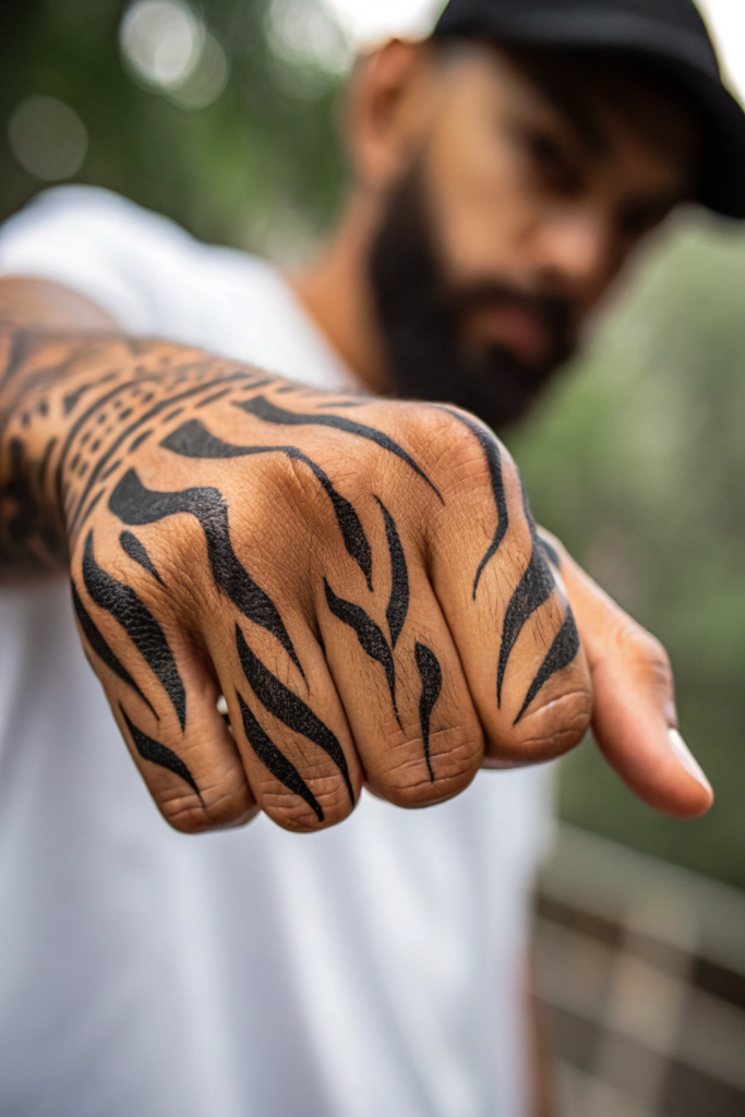 Finger Tattoos Ideas For Men: Abstract Brushstroke Art