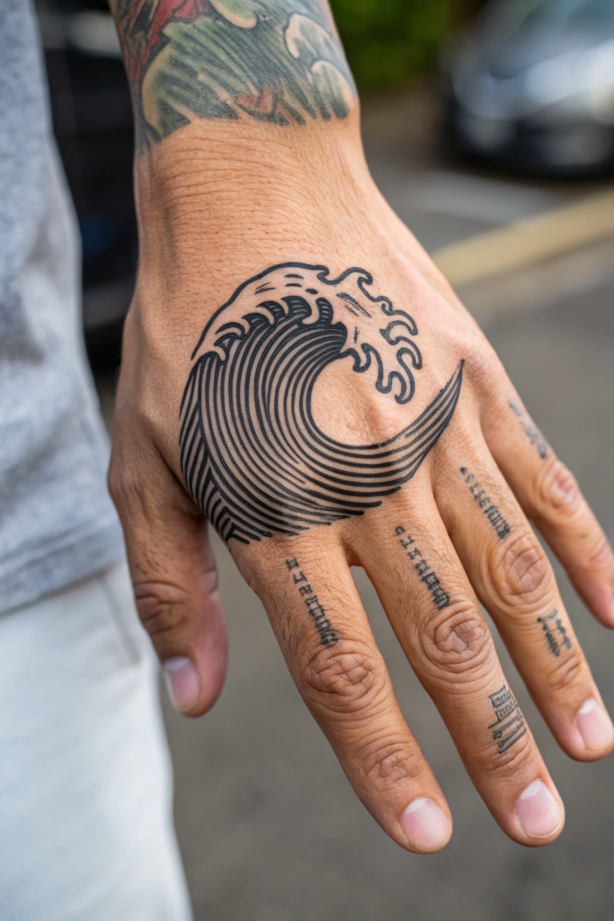 Finger Tattoos Ideas For Men: Fingerprint Wave