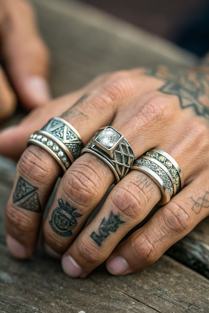 Finger Tattoos Ideas For Men: Optical Illusion Rings