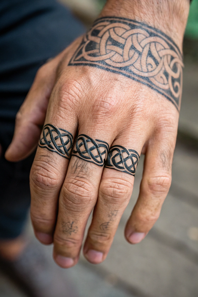 Finger Tattoos Ideas For Men: Knotwork Band