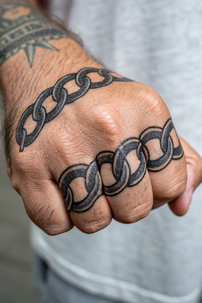 Finger Tattoos Ideas For Men: Finger Chain Links