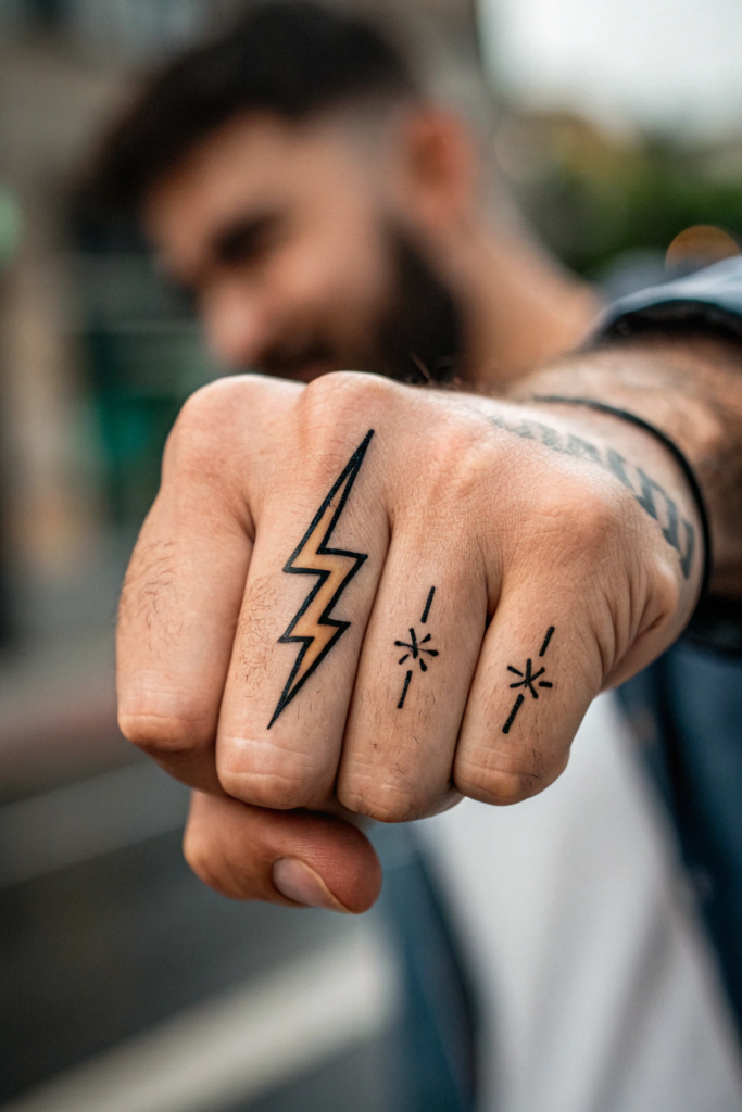 Finger Tattoos Ideas For Men: Finger Lightning Bolt