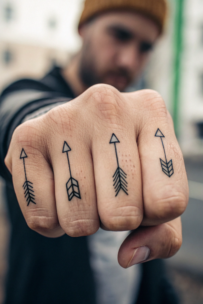 Finger Tattoos Ideas For Men: Finger Arrow Cluster