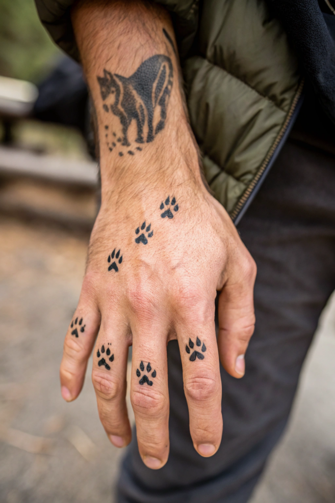 Finger Tattoos Ideas For Men: Microscopic Animal Tracks