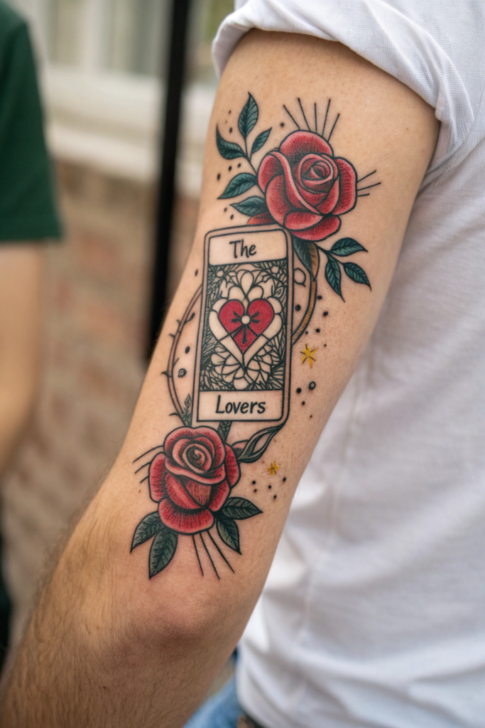 Traditional Rose Tattoo Ideas: Rose with a Tarot Card Design