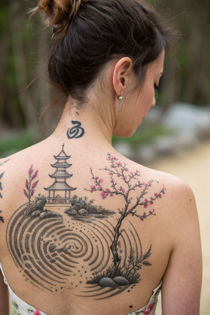 Half Mandala Tattoo Ideas: Zen Garden Half Mandala