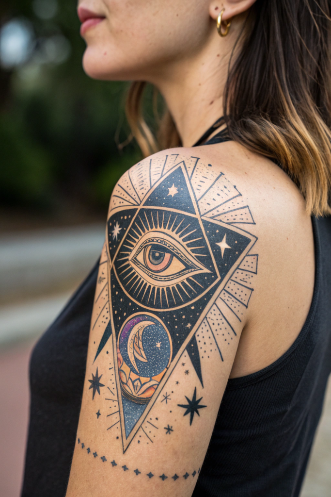 Half Mandala Tattoo Ideas: Mystic Eye Half Mandala