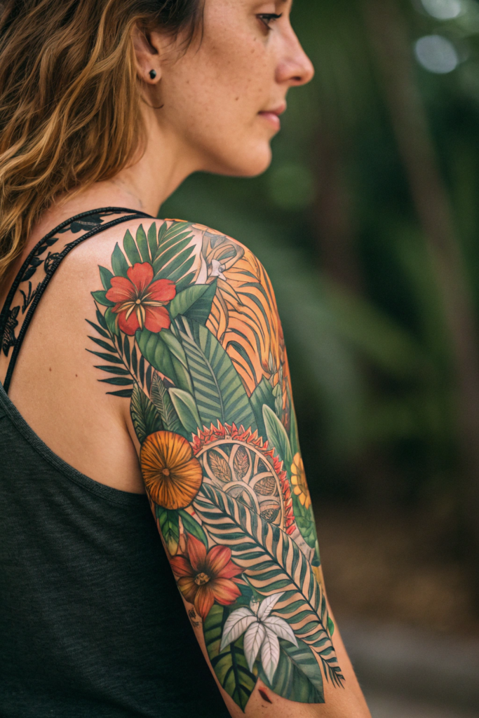 Half Mandala Tattoo Ideas: Jungle Vibes Half Mandala