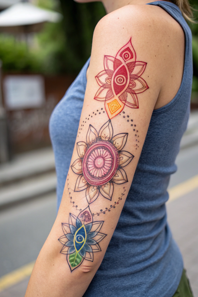 Half Mandala Tattoo Ideas: Lotus Chakras Half Mandala