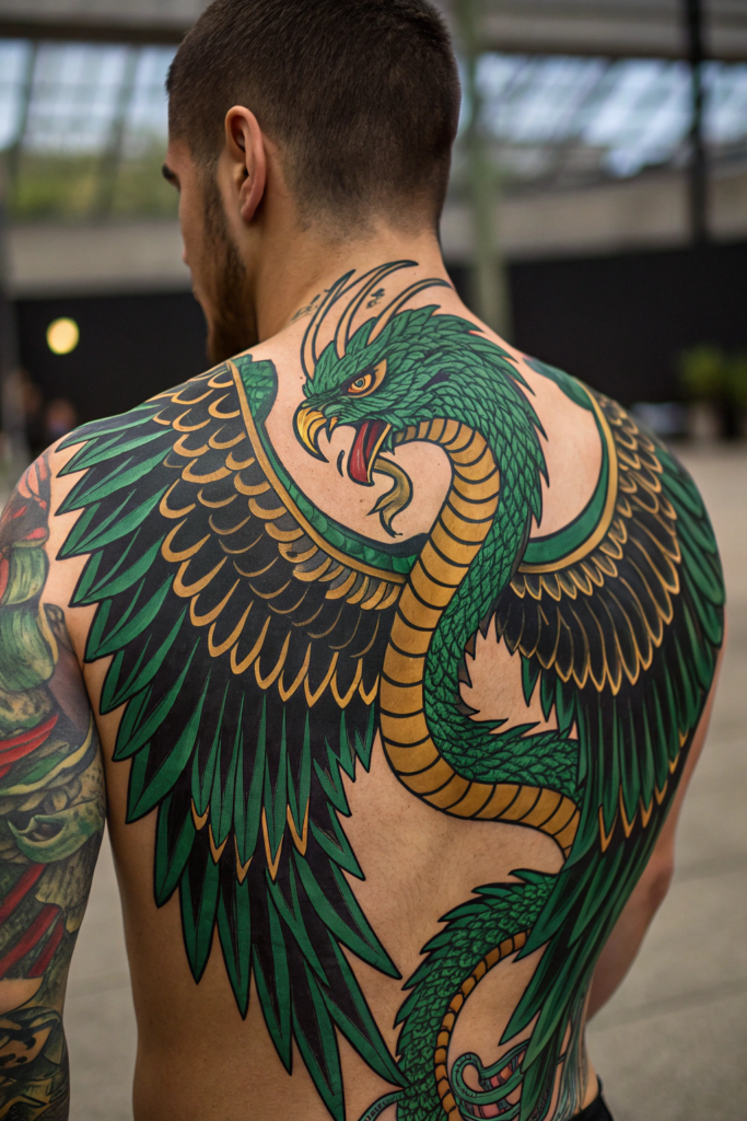 Snake Tattoos Ideas: Mythical Serpent with Wings