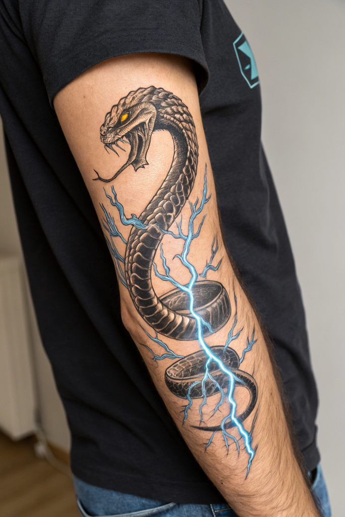 Snake Tattoos Ideas: Snake and Lightning Bolt