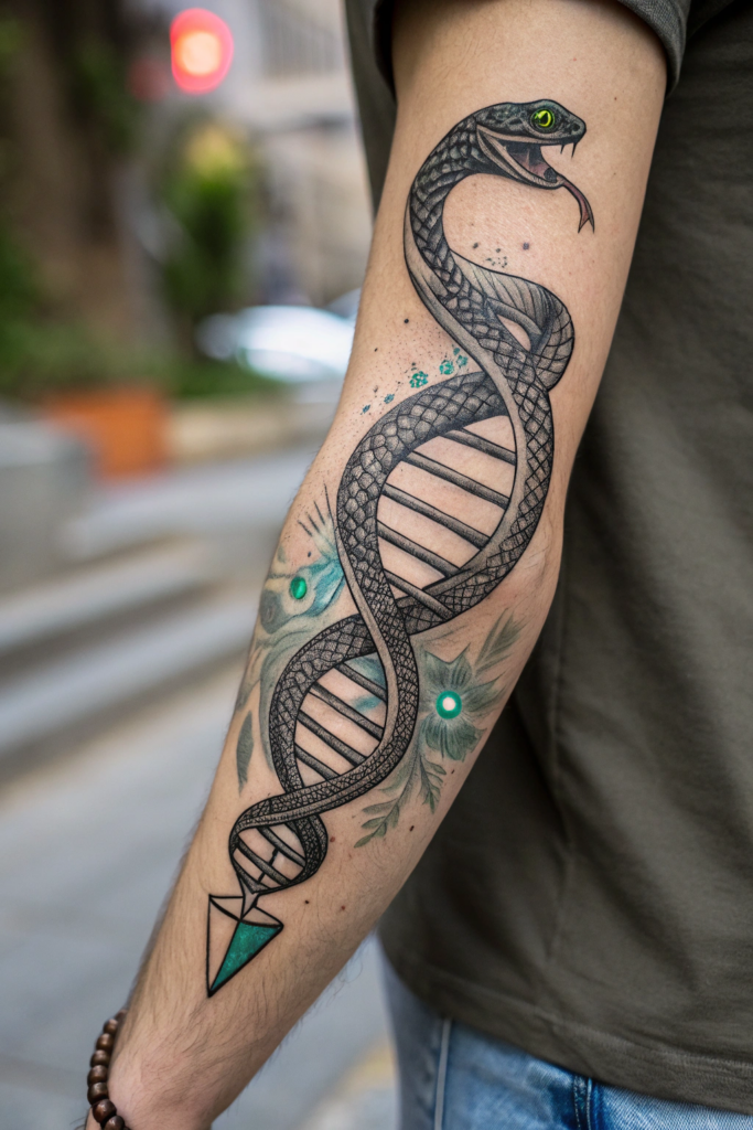 Snake Tattoos Ideas: Snake and DNA Helix