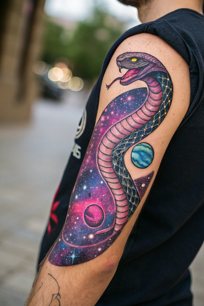 Snake Tattoos Ideas: Snake and Galaxy Fusion