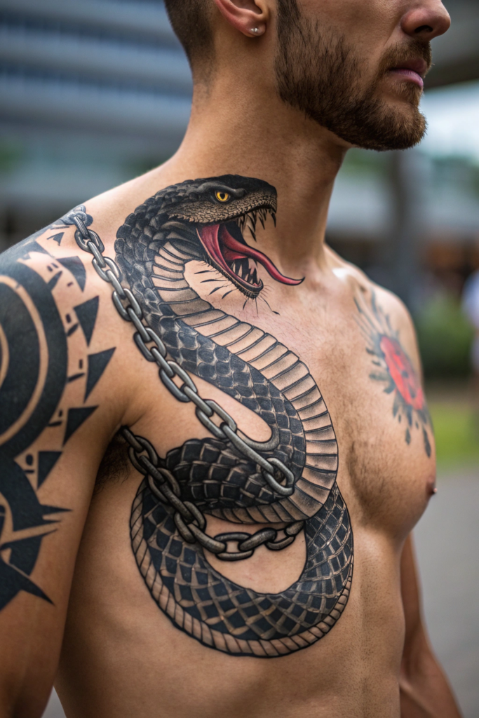 Snake Tattoos Ideas: Snake and Broken Chains