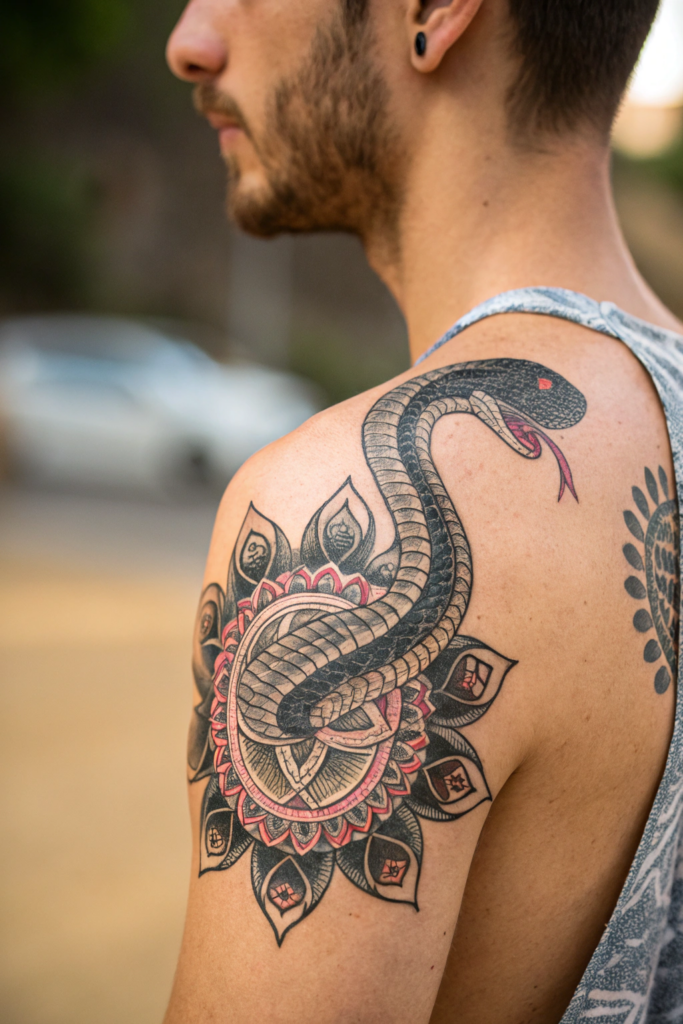 Snake Tattoos Ideas: Snake and Mandala Fusion