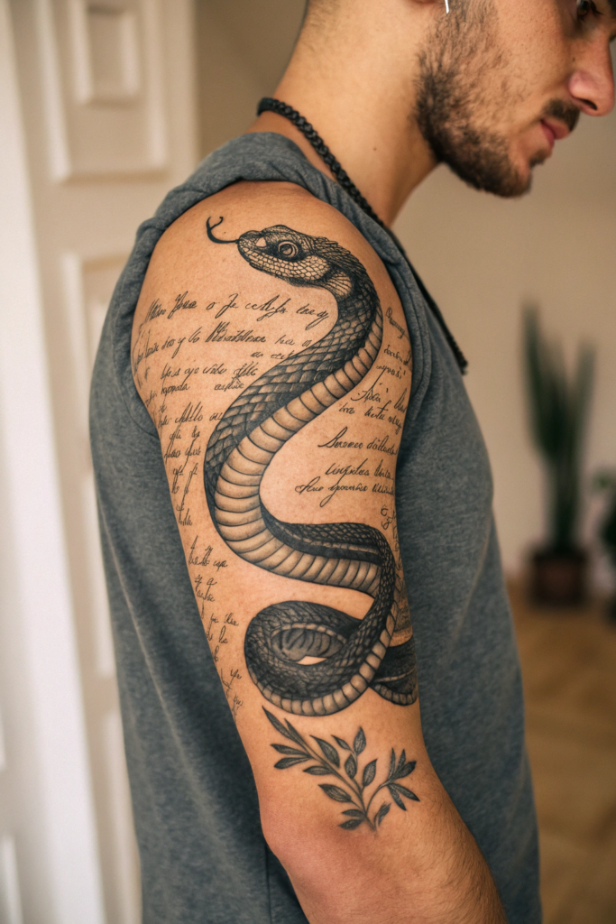 Snake Tattoos Ideas: Snake and Ancient Scroll