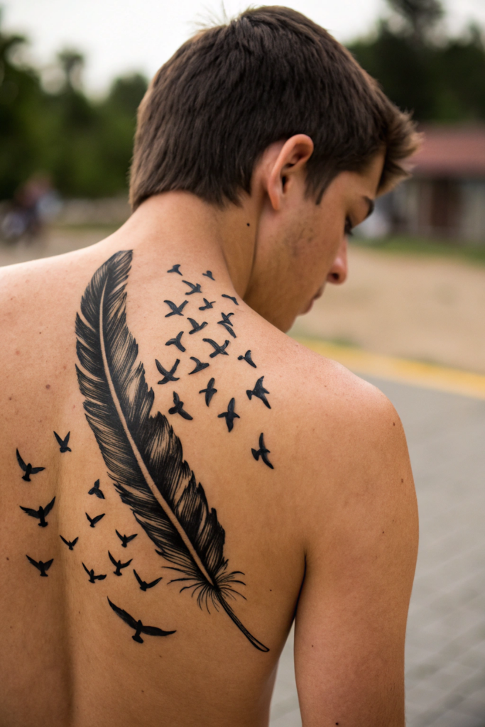 Booklover Tattoo Ideas: Ink Splash Transforming into Birds