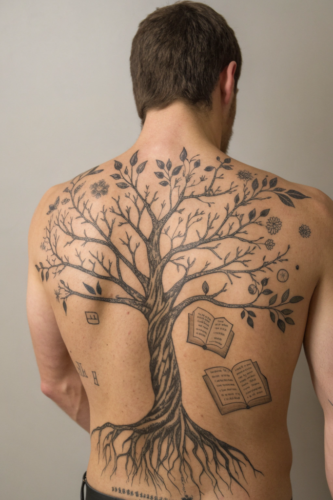 Booklover Tattoo Ideas: A Tree with Pages for Leaves