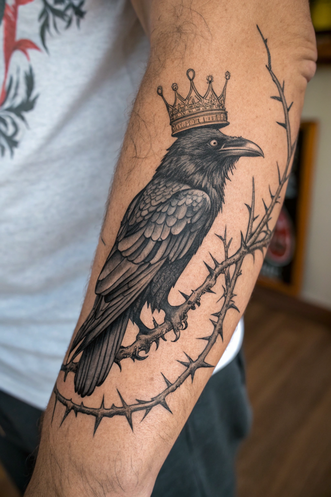 Creepy Gothic Tattoos: Raven with a Broken Crow