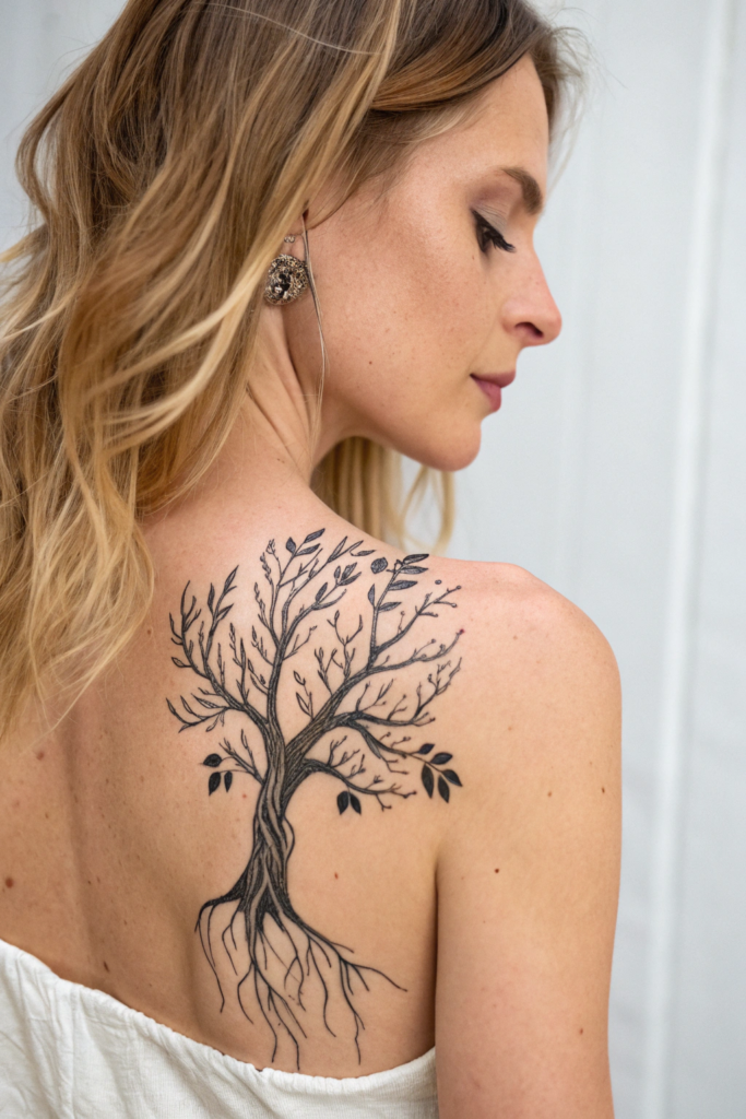 Shoulder Tattoos Ideas: 9. Tree of Life with Roots and Branches Extending