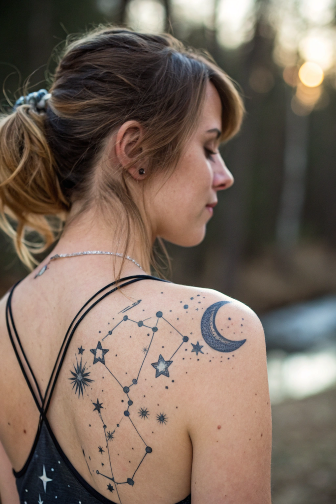 Shoulder Tattoos Ideas: 26. Starry Night Sky with Constellations