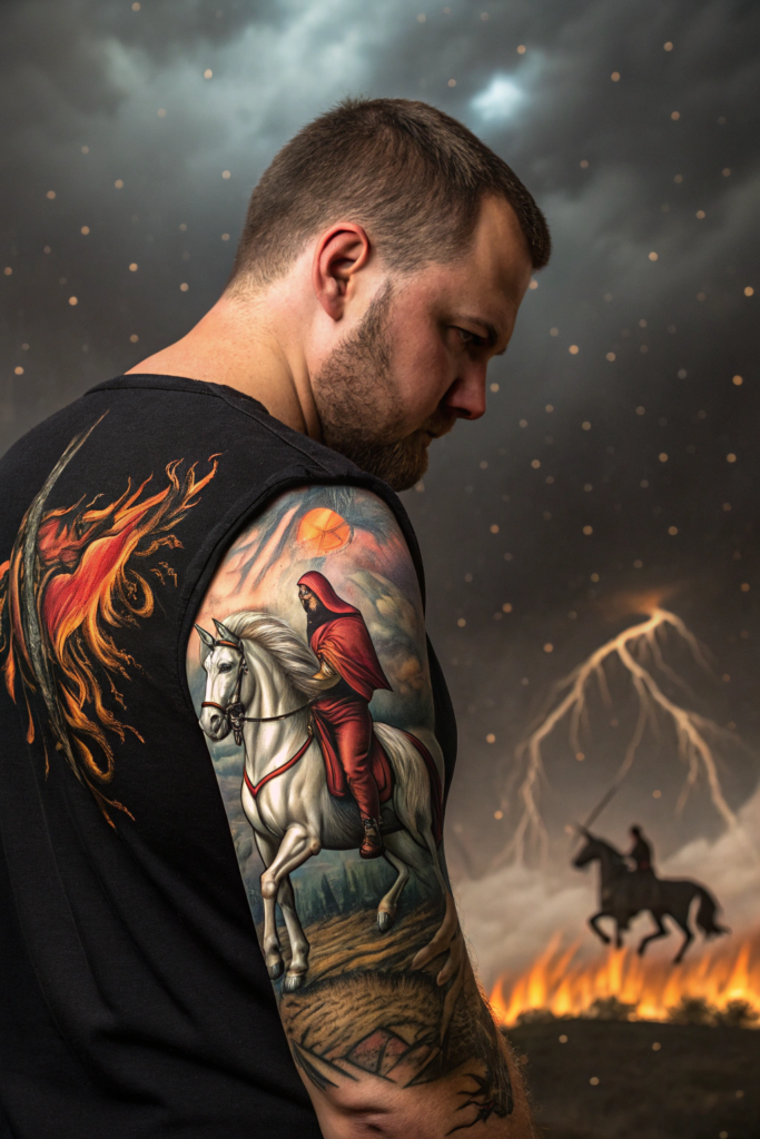 Revelation Tattoos Ideas: 2. The Four Horsemen in a Cosmic Battle