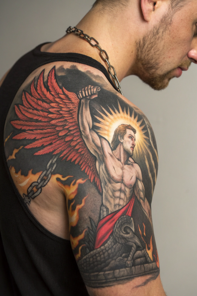 Revelation Tattoos Ideas: 3. The Angel Binding the Dragon