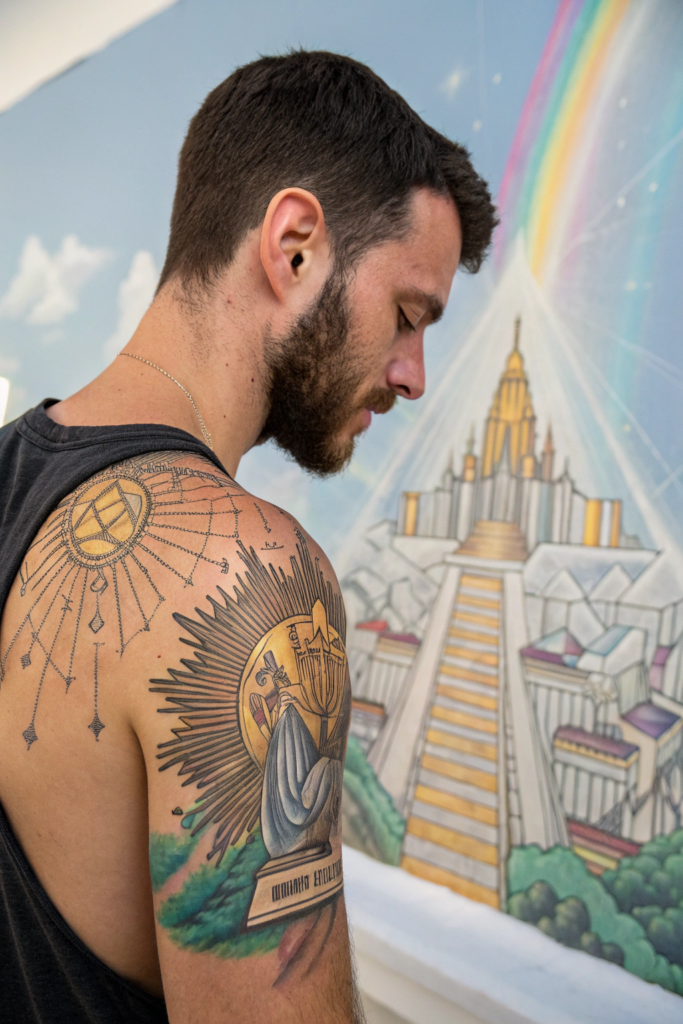 Revelation Tattoos Ideas: 4. The New Jerusalem as a Glowing Geometric City