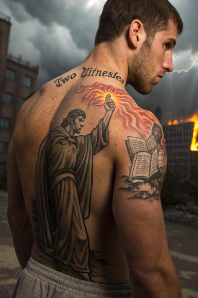 Revelation Tattoos Ideas: 17. The Two Witnesses with Fire and Prophecy