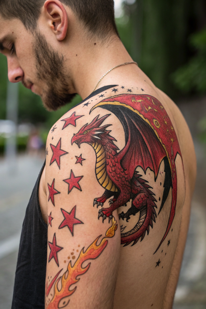 Revelation Tattoos Ideas: 18. The Dragon's Tail Sweeping the Stars