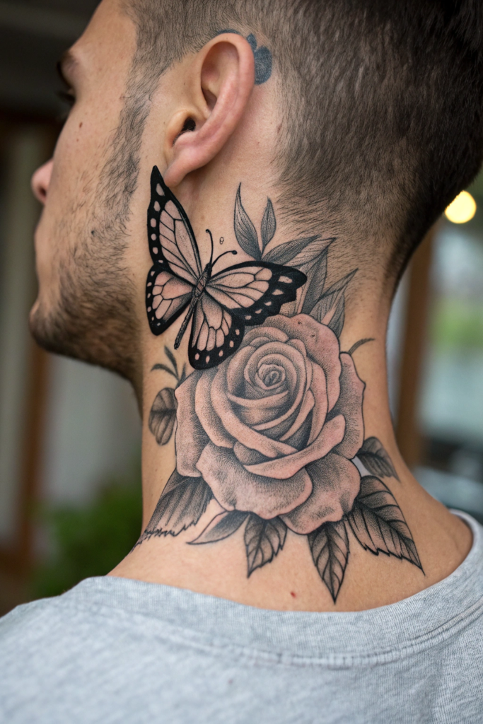 Goth Cross Tattoo Ideas: Butterfly-Infused Gothic Cross