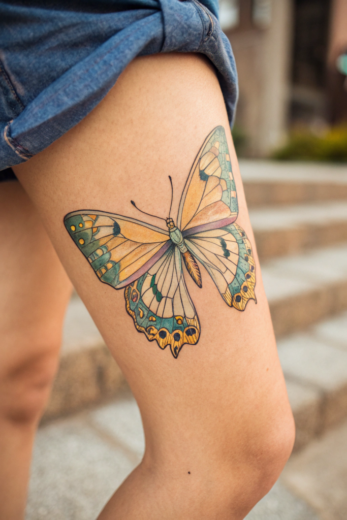 Knee Tattoo Ideas: Butterfly in Flight: A Symbol of Transformation