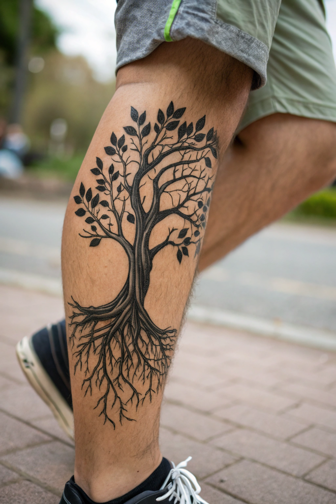 Knee Tattoo Ideas: Tree of Life: Roots and Branches in Motion