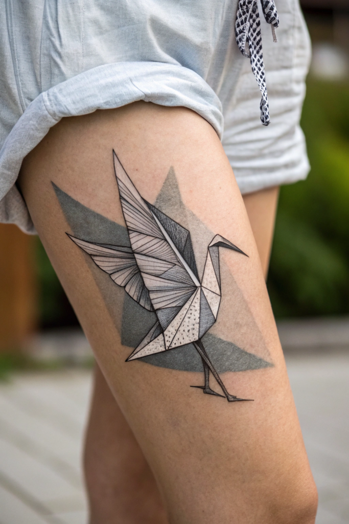 Knee Tattoo Ideas: Origami Crane: A Symbol of Peace and Hope