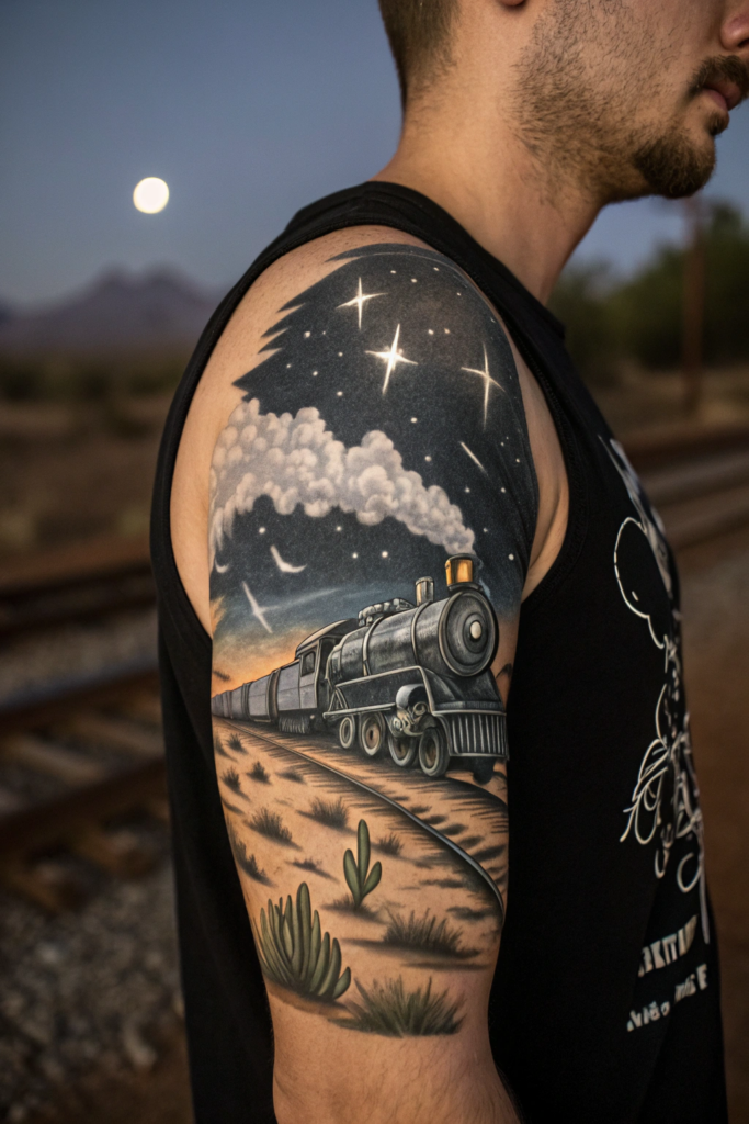 Old Western Tattoo Ideas: The Phantom Train