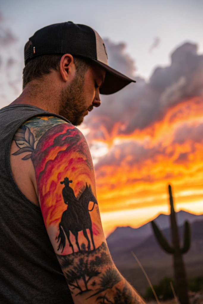 Old Western Tattoo Ideas: The Frontier’s Eternal Sunset