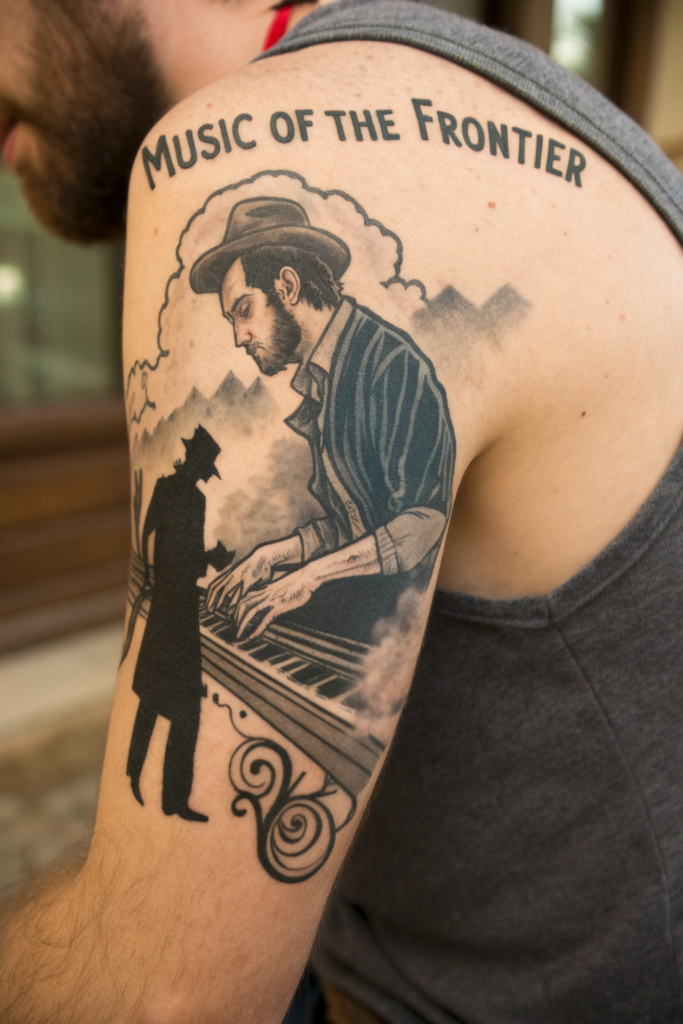 Old Western Tattoo Ideas: The Saloon Piano Player