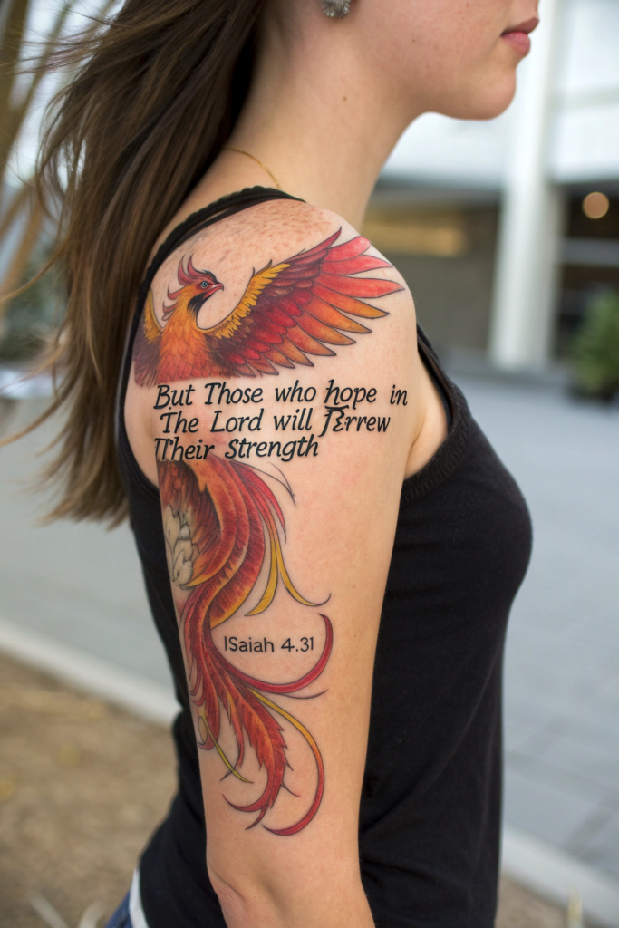 Christian Tattoos for Women Ideas: The Phoenix with Isaiah 40:31