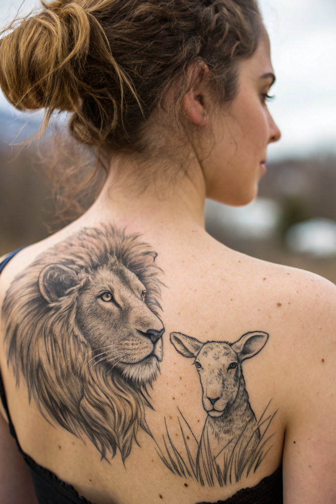 Christian Tattoos for Women Ideas: The Lion and the Lamb