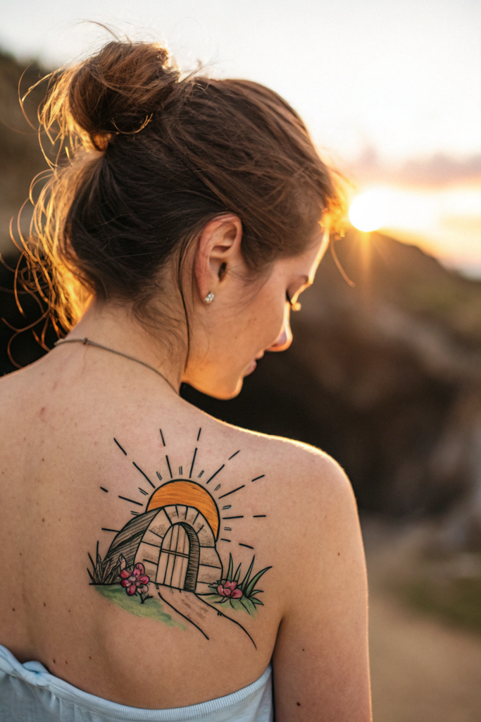 Christian Tattoos for Women Ideas: The Empty Tomb with Sunrise