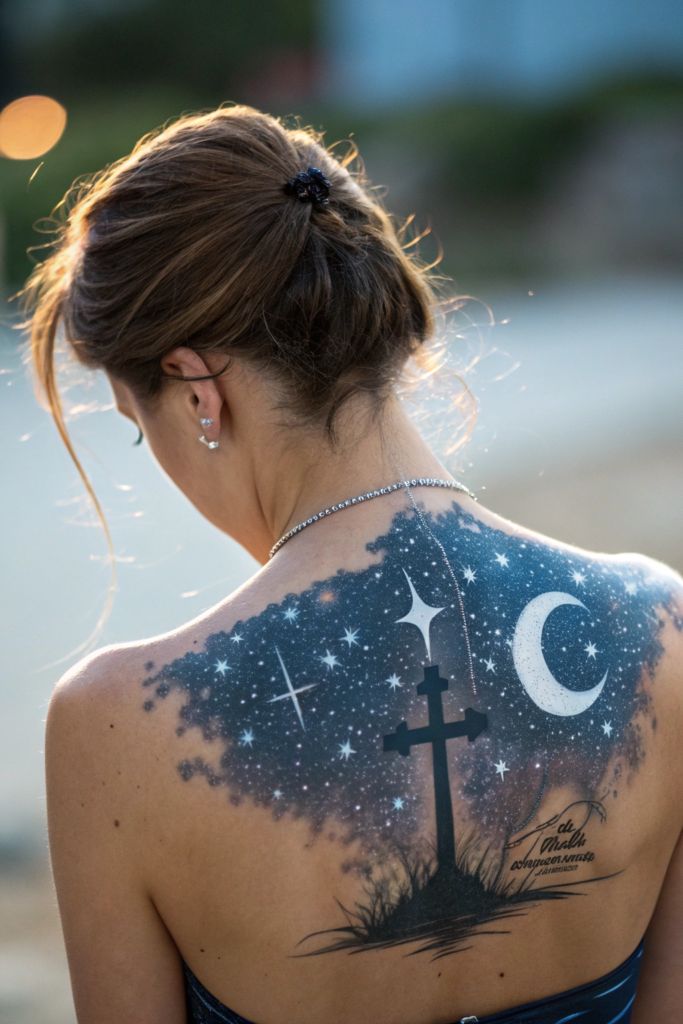 Christian Tattoos for Women Ideas: The Starry Night with Psalm 8:3-4