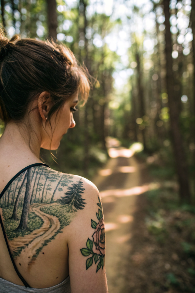 Small Earthy Tattoos Ideas: A Winding Path Through a Forest