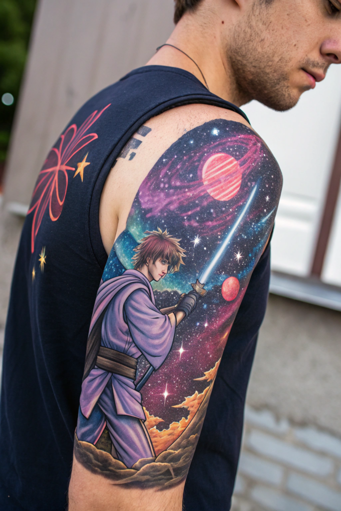 Manga Tattoo Ideas: Manga-Inspired Cosmic Collage