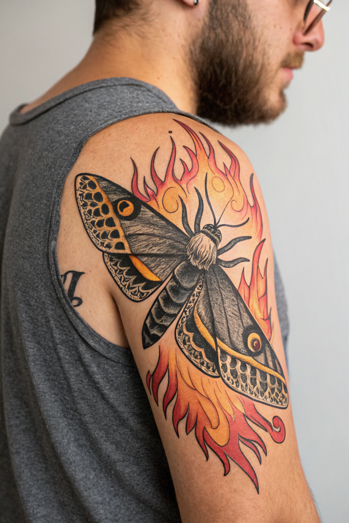 Traditional Style Tattoos Ideas: The Moth and the Flame: Eternal Attraction