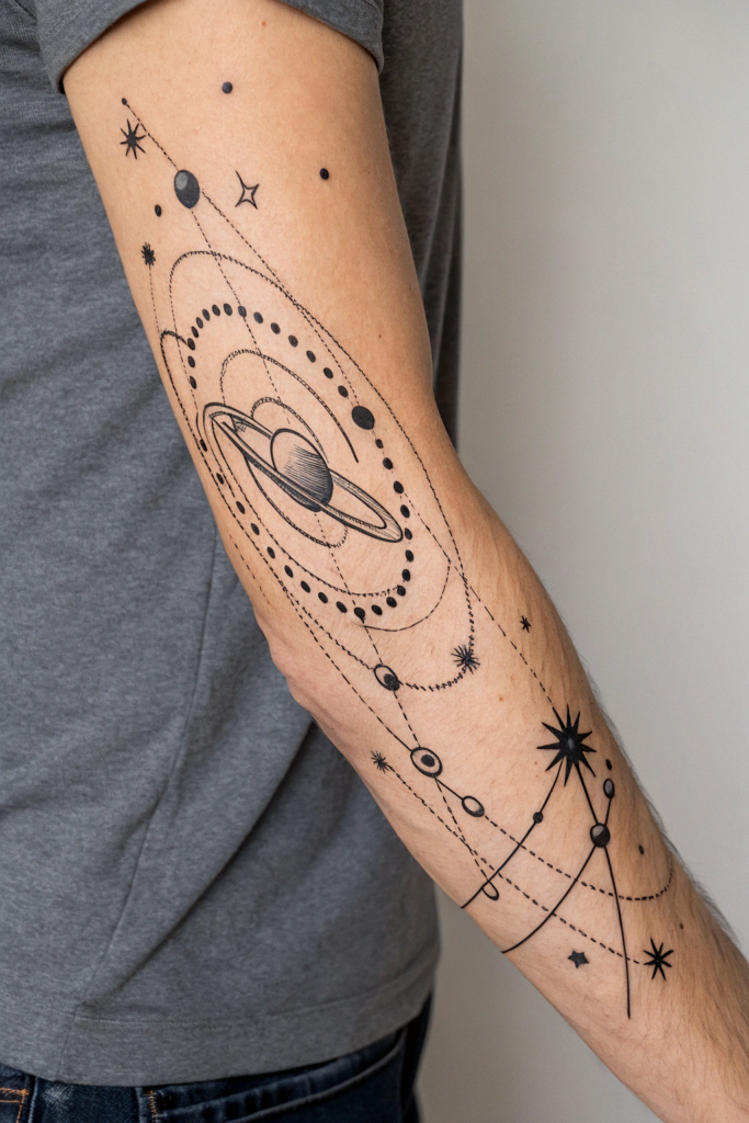 Band Tattoo Designs Ideas: Celestial Orbit Band