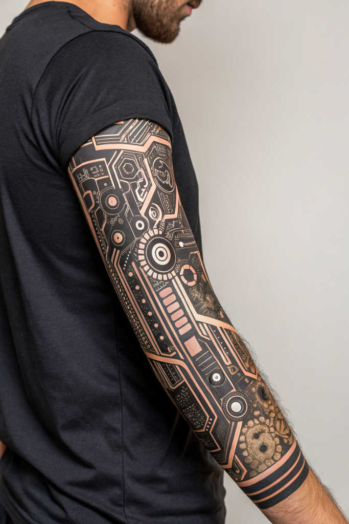 Band Tattoo Designs Ideas: Biomechanical Circuit Band