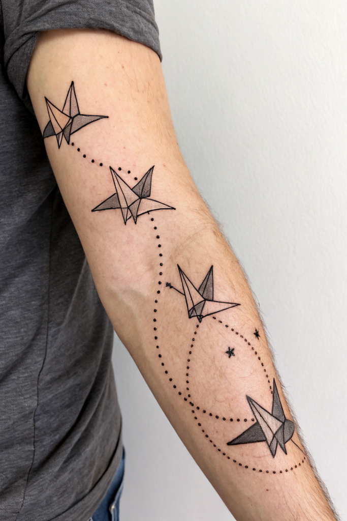 Band Tattoo Designs Ideas: Origami Crane Band