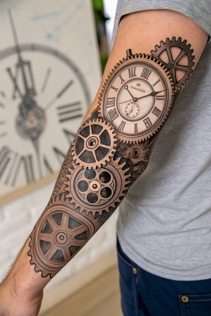 Band Tattoo Designs Ideas: Steampunk Gears Band