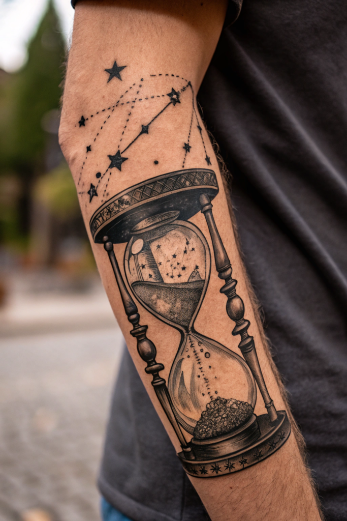 Antique Tattoo Ideas: Ancient Hourglass with Floating Sands