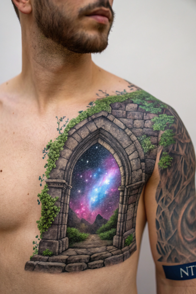 Antique Tattoo Ideas: Ancient Archway with a Hidden Portal